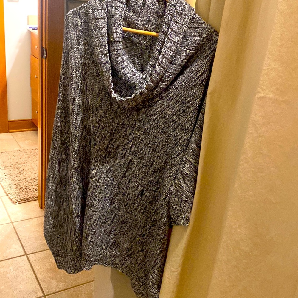 INC black & silver poncho style sweater